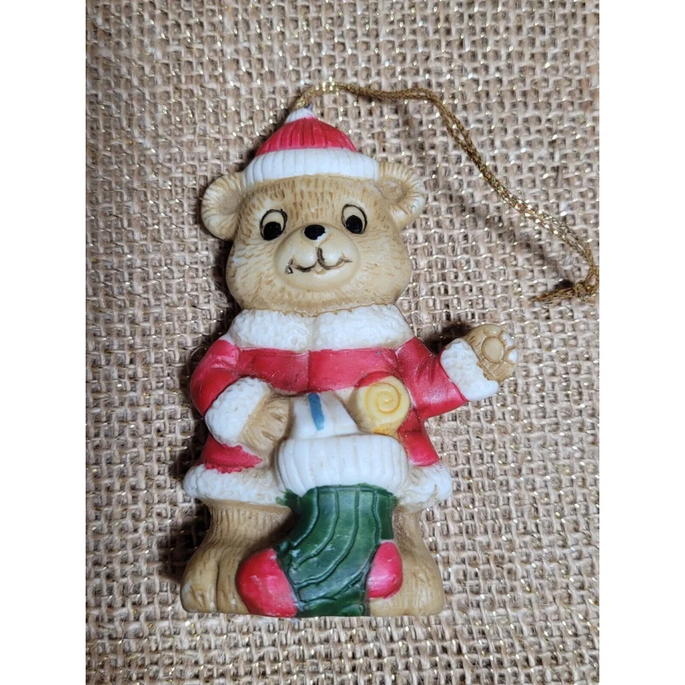 Vintage Hand Painted Ceramic Christmas Ornaments Santa Bear Snowman‎ Drummer Boy